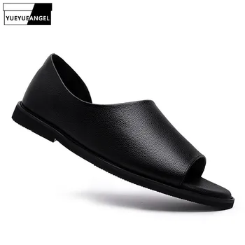 

New Fashion Summer Beach Men Sandals Breathable Causal Outdoor Shoes Leather Male Flip Flop Sandal Open Toe Rome Shoes Plus Size