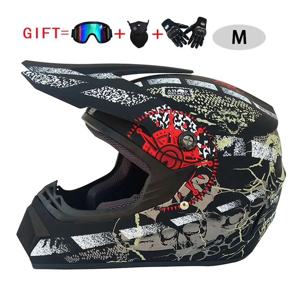 dirt bike helmet and gloves