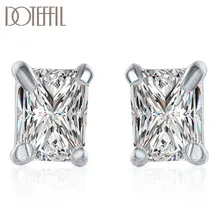 DOTEFFIL 925 Sterling Silver Rectangle AAA Zircon Earrings High Quality Charm Women Fashion Jewelry Wedding Party Gift