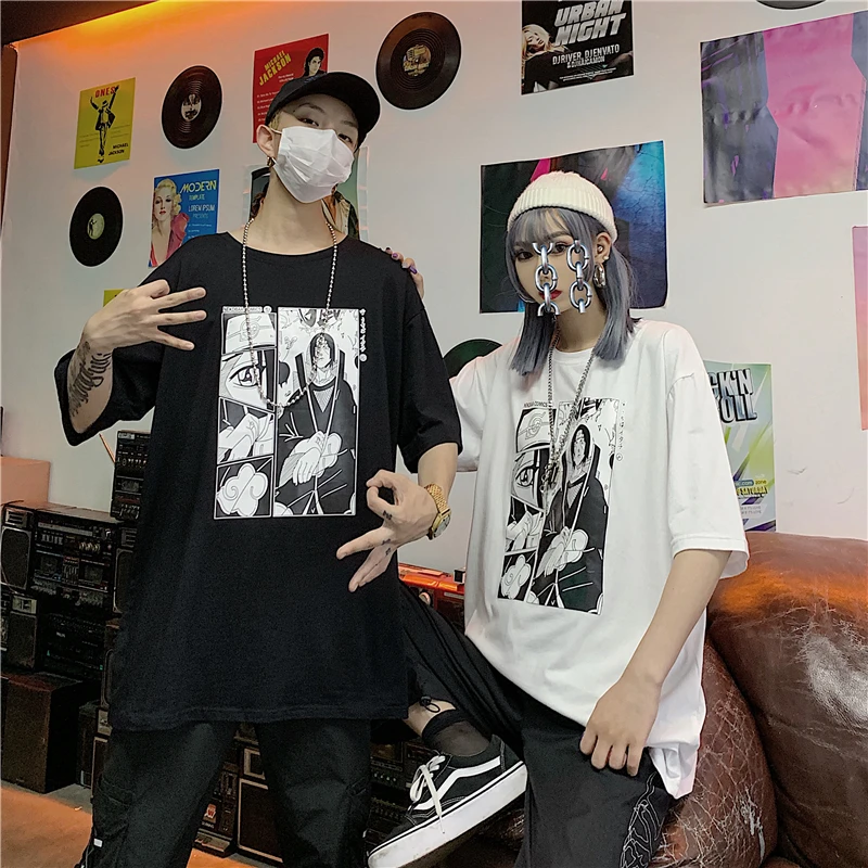 Harajuku Naruto Мужская футболка унисекс крутая японская аниме Uchiha Itachi печатная с