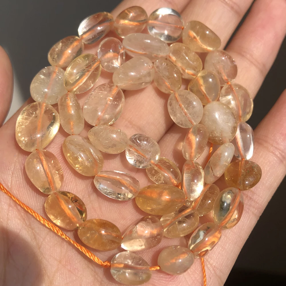 8-10mm Natural Irregular Citrines Stone Beads Rondelle Loose For DIY Jewellery Making Fashion Accessories 15 Inch | Украшения и