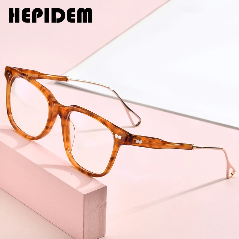 

HEPIDEM Acetate Optical Glasses Frame Men Retro Vintage Square Eyeglasses Nerd Women Prescription Spectacles Myopia Eyewear 9137