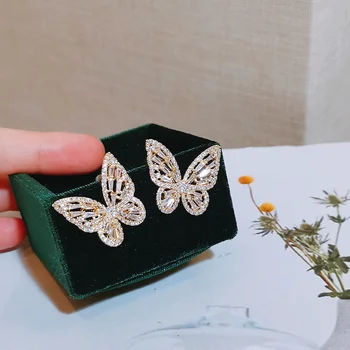 

Trendy Luxury Shiny Cubic Zircon Butterfly Stud Earrings for Women Zirconia Earrings Elegant Female Earrings Weddings Jewelry