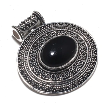 

Genuine Black Onyx Pendant Silver Overlay over Copper Jewelry , Hand Made Women Jewelry Gift , P8885
