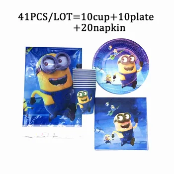 

Minions Party Supplies Disposable Tableware Plate Cup Napkins Tablecloth Kids Birthday Party Baby Shower Decoration Supplies Set