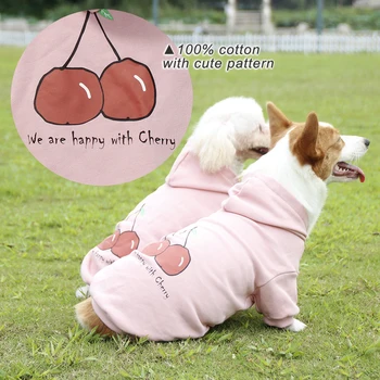 

Pet clothes autumn and winter dog clothes cat clothes cute style cherry pattern dog sweater small and medium dog clothing