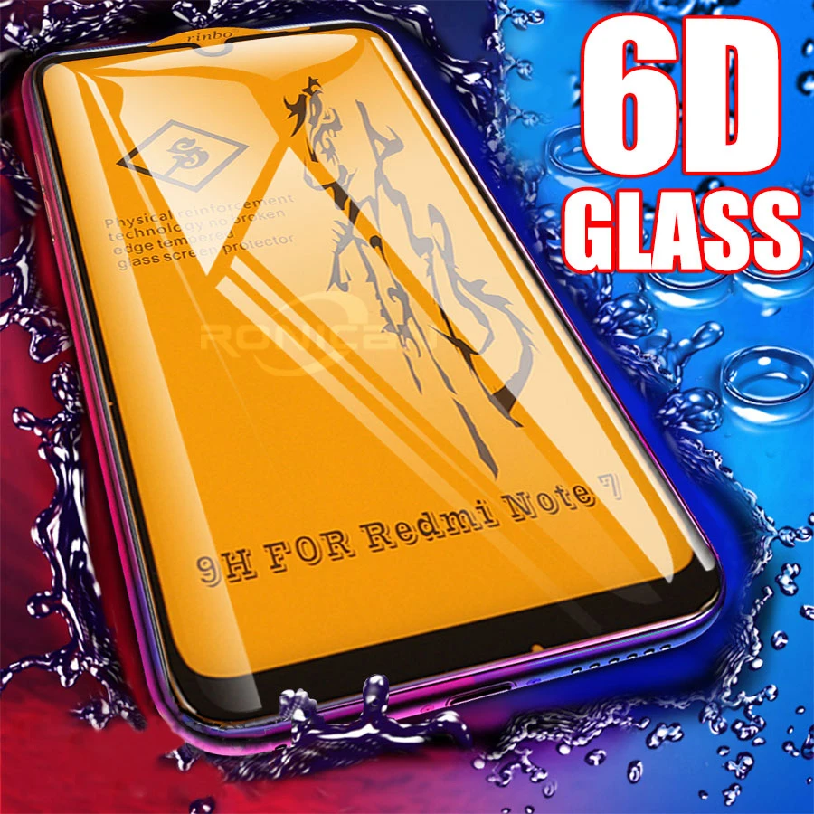 Стекло 6D для Xiaomi Redmi Note 7 6 Pro 5 4X защита экрана 7A закаленное стекло CC9 Mi 9 SE 8 A2 Lite