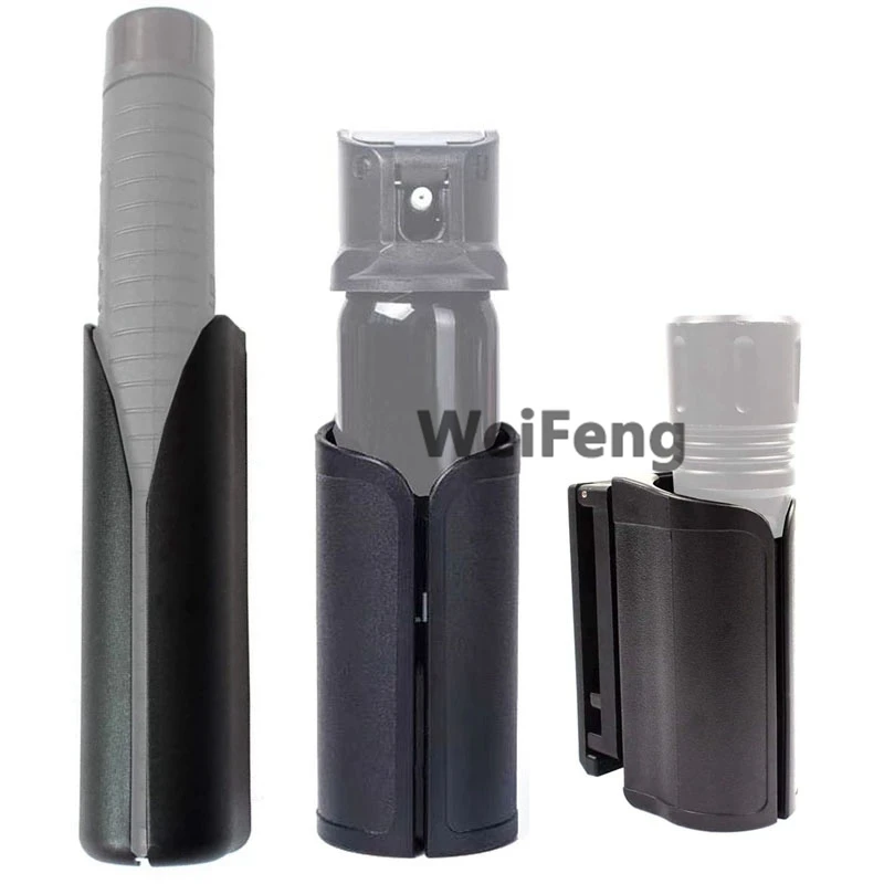 Tactical Polymer Spray Pouch Flashlight Pouch Baton Holster 360 Degree Rotable Open Top Mace Spray Holder Multi Tool Light Case