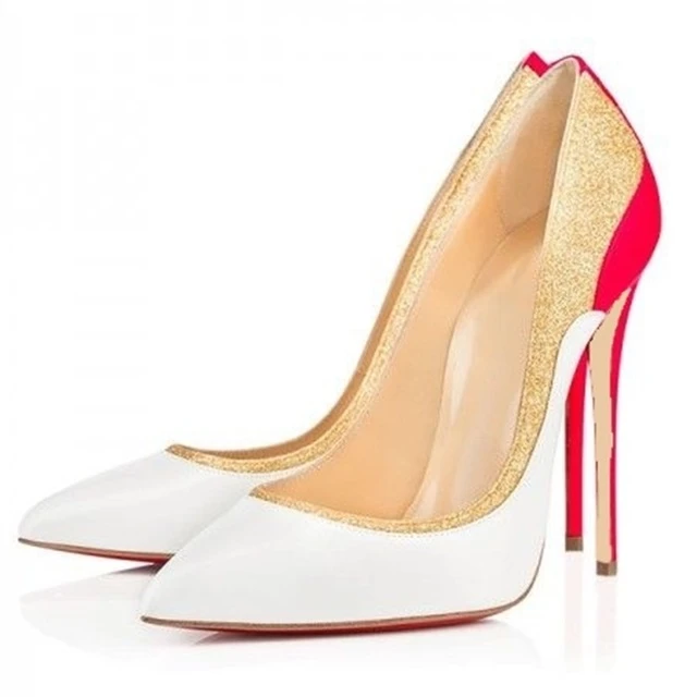 green and white pumps