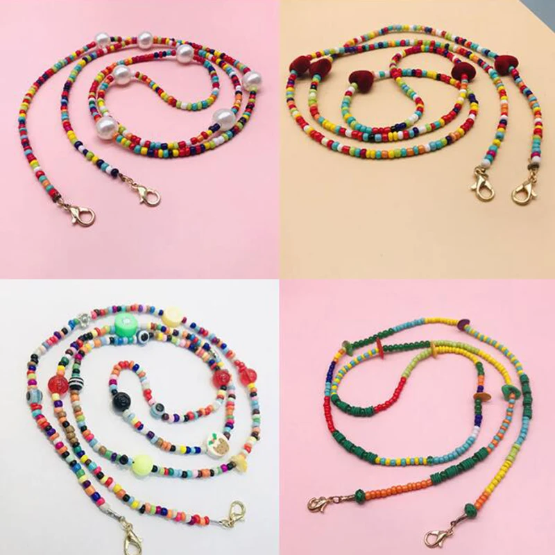 

2020 New Fashion Wedding Unisex Acrylic Beaded Chain Face Mask Lanyards Reading Glasses Chain Neck Straps Eyewear Accessories