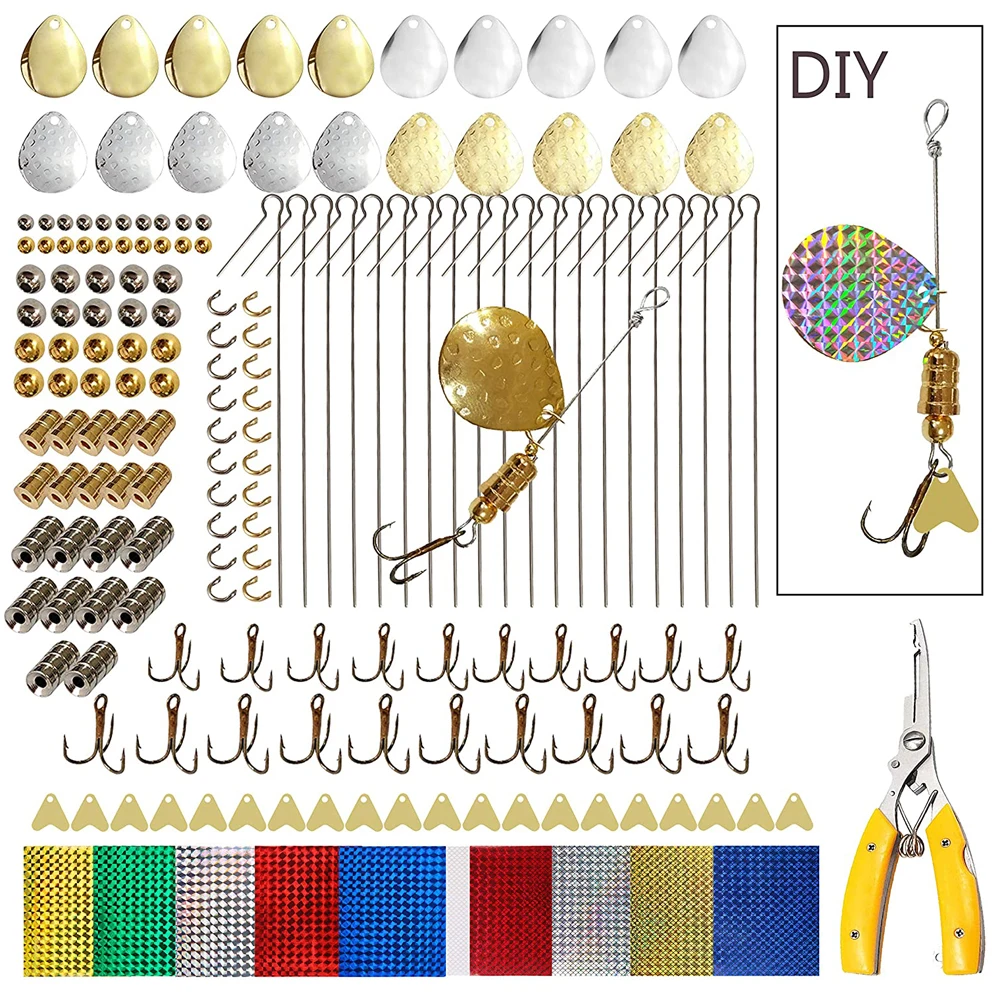 171 шт. рыболовная ложка установки приманка DIY Kit с лезвие спиннера наживка Тройной