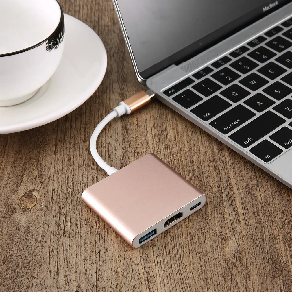 USB 3,1 type C к USB 3,0+ HDMI+ type C 3 в 1 адаптер для зарядки переходник тройной экранированный