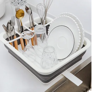

Kitchen Foldable Dish Rack Kitchen Storage Home Shelf Dinnerware Organizer Holder Drainer Bowl Tableware Plate Drying Rack