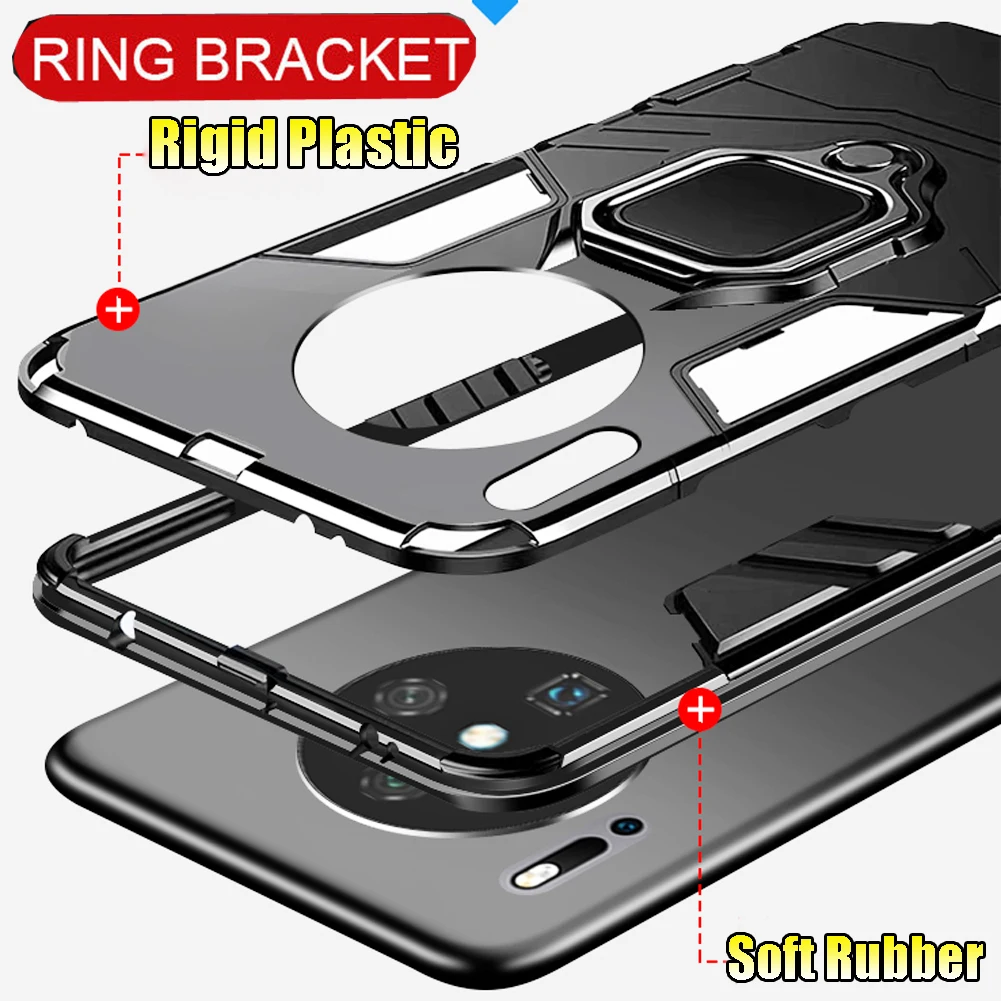 Роскошный гибридный Чехол Автомобильный кронштейн Кольцо магнитный ТПУ защитный полный чехол для huawei mate 30 Pro Lite P30 чехол для телефона