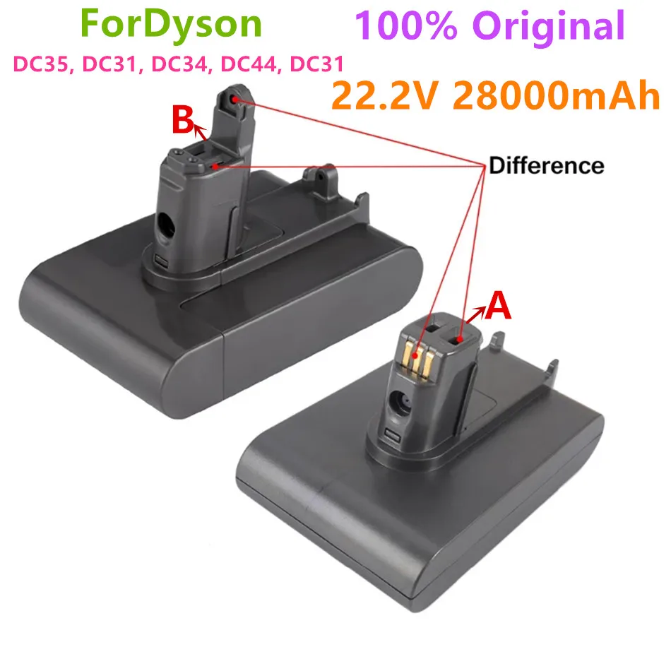 100% Оригинальный 22 2 в 28000 мАч литий-ионный аккумулятор A и B для Dyson DC35 DC45 DC31 DC34 DC44 Animal