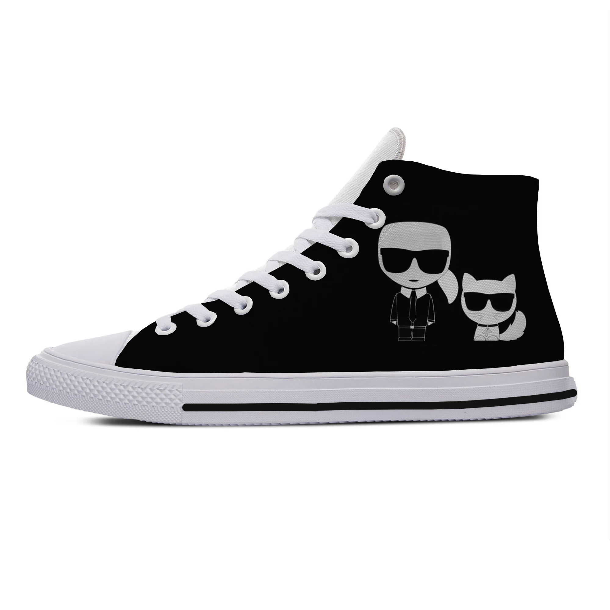 

Summer KarlLagerfeld Man/Women White Cat black Shoes Harajuku Lightweight Leisure Plimsolls Breathable Comfortable Canvas Shoes