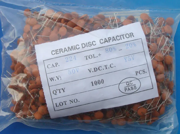 Керамические конденсаторы 224 50 v 0,22 мкФ Упаковка 1000