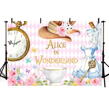 

vinyl Photo Background Photography Alice In Wonderland Party Custom Children Birthday Backdrops Studio Photocall