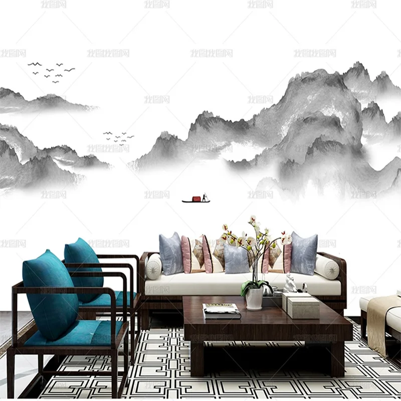 3D Chinese ink landscape painting decorative wallpaper living room TV sofa background wall bedroom mural | Обустройство дома