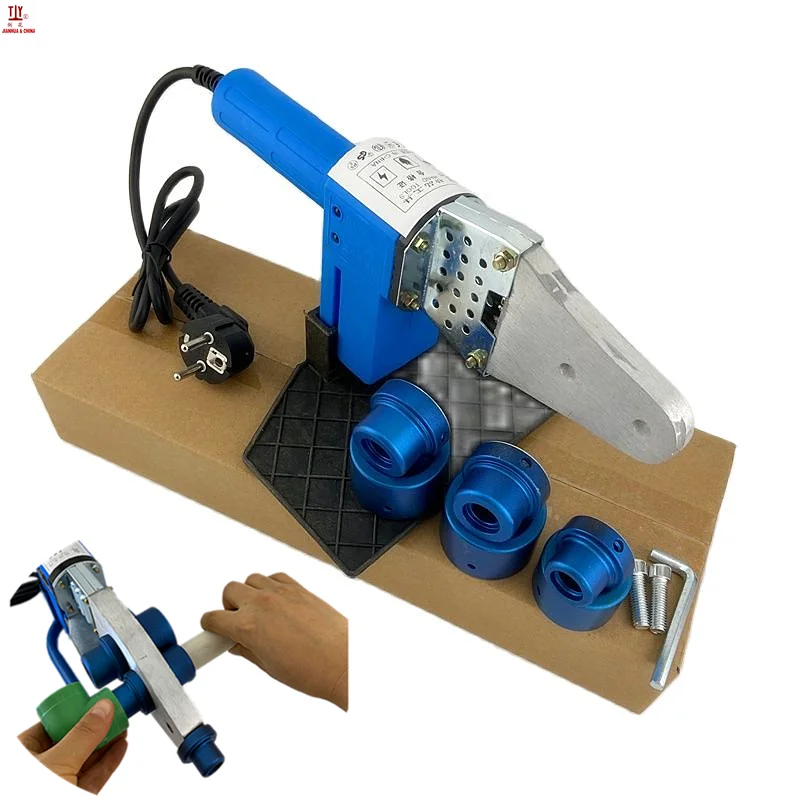 Free Shipping Blue Non-Stick Die Heads Plastic Pipe Welding Machine Heating Tool Set For PPR PB PE Plastic Tube PPR Welding Hot cordless ppr water pipe melter rechargeable hot melt machine plastic welding machine w replacement heads for makita 18v battery