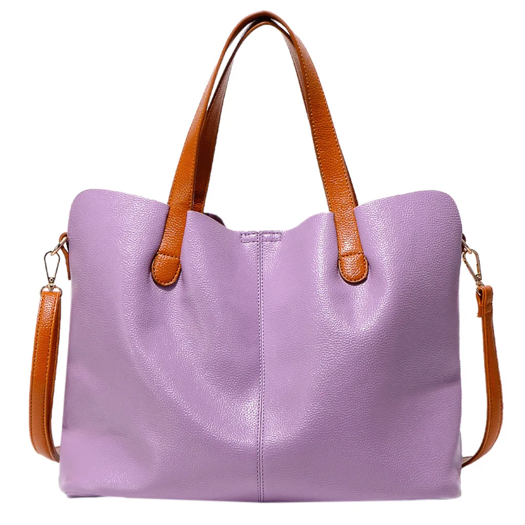 

Fashion Women's Solid Color Outdoor Large cCapacity Leather Shoulder Bag Handbag Hot Sale Casual Female Bags Trunk Bolsos #R10