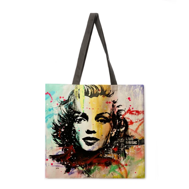 Ladies leisure handbag Monroe oil painting print handbag Ladies shoulder bag Outdoor beach bag Foldable shopping bag 4