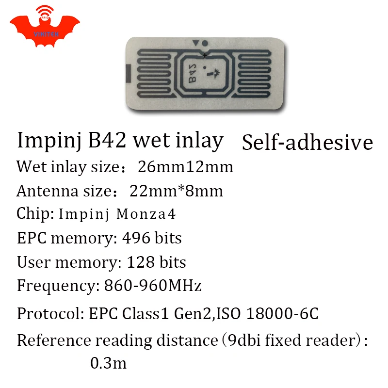UHF RFID бирка наклейка Impinj B42 влажная инкрустация 915m868 860 960mhz Higgs3 EPC 6C 20 шт Бесплатная