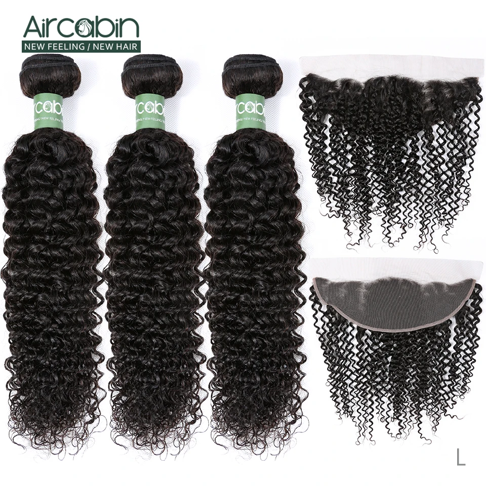 Malaysian Curly Hair Bundles With Frontal Human Hair Bundles With 13x4 Lace Frontal Closure With Bundles 4 Pcs/Lot Remy Hair