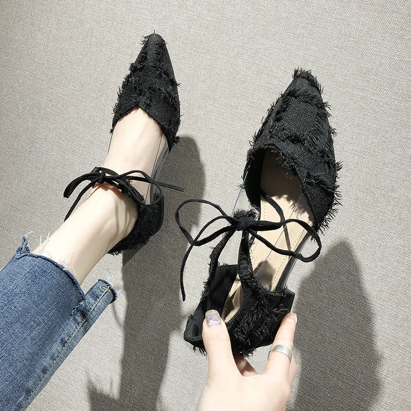

Online Celebrity Sandals Women's Summer Fairy-Style Chunky-Heel 2019 New Style Korean-style Versatile Cross Straps Pointed-Toe R