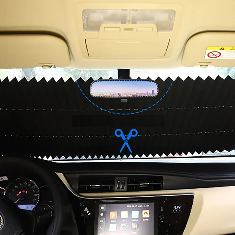 Car Retractable Windshield Anti-UV Car Window Shade Front Sun Block Auto Rear Window Foldable Curtain 46cm/70cm Sunshade