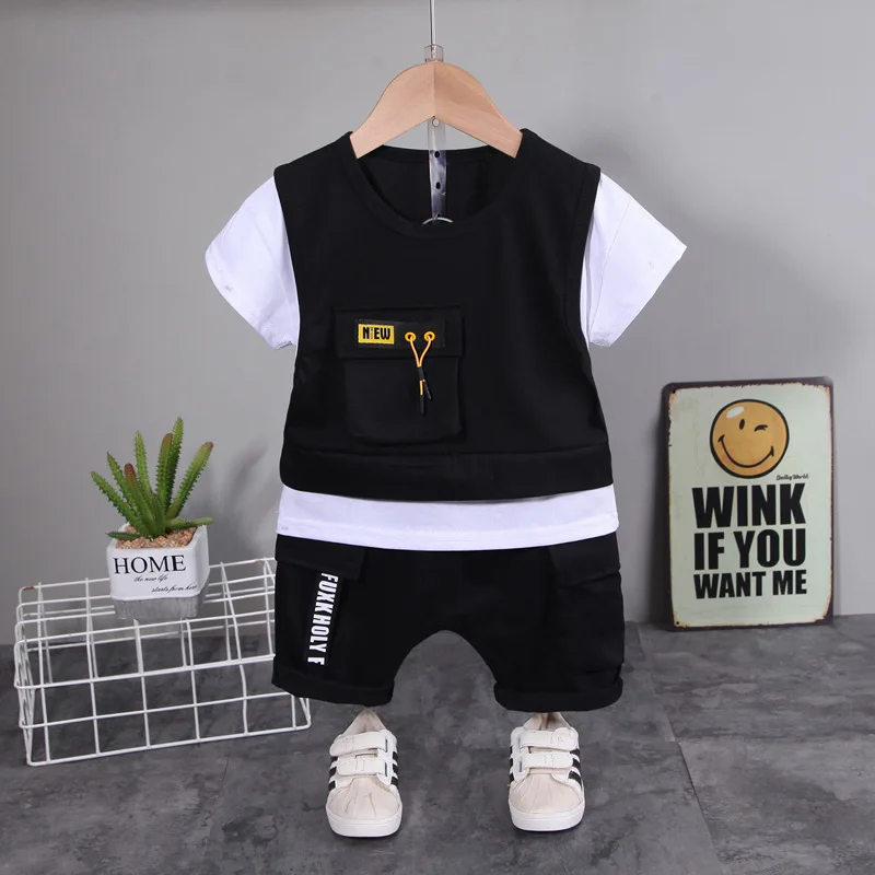 New Summer Children Girls Fashion Clothing Baby Boys Cotton T Shirt Shorts 2Pcs/sets Kid Infant Clothes Toddler Casual Tracksuit