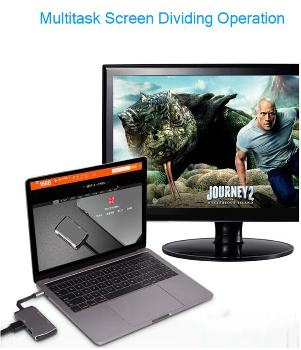 SeenDa USB C концентратор типа C к HDMI Двойной USB 3,0 порт зарядка Hdmi USB 3,0+ SD+ TF алюминиевый сплав концентратор