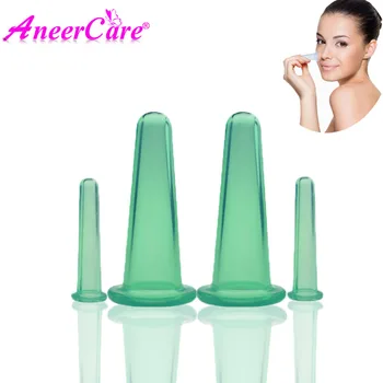 

4 pcs Silicone Face Massage Cups Set For Face Neck Back Eyes Body Massage Vacuum Cans Anti-cellulite Massager Suction Cup