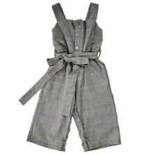 Летняя детская одежда для От 1 до 6 лет, детские комбинезоны для маленьких девочек, теплые штаны в клетку, комбинезон, зимние штаны