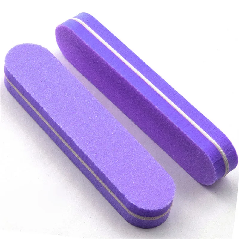 Губка пилка для ногтей шлифовка моющаяся шлифовка Двусторонняя полировка Шлифовальная Пилка Профессиональный инструмент для маникюра - Цвет: Фиолетовый