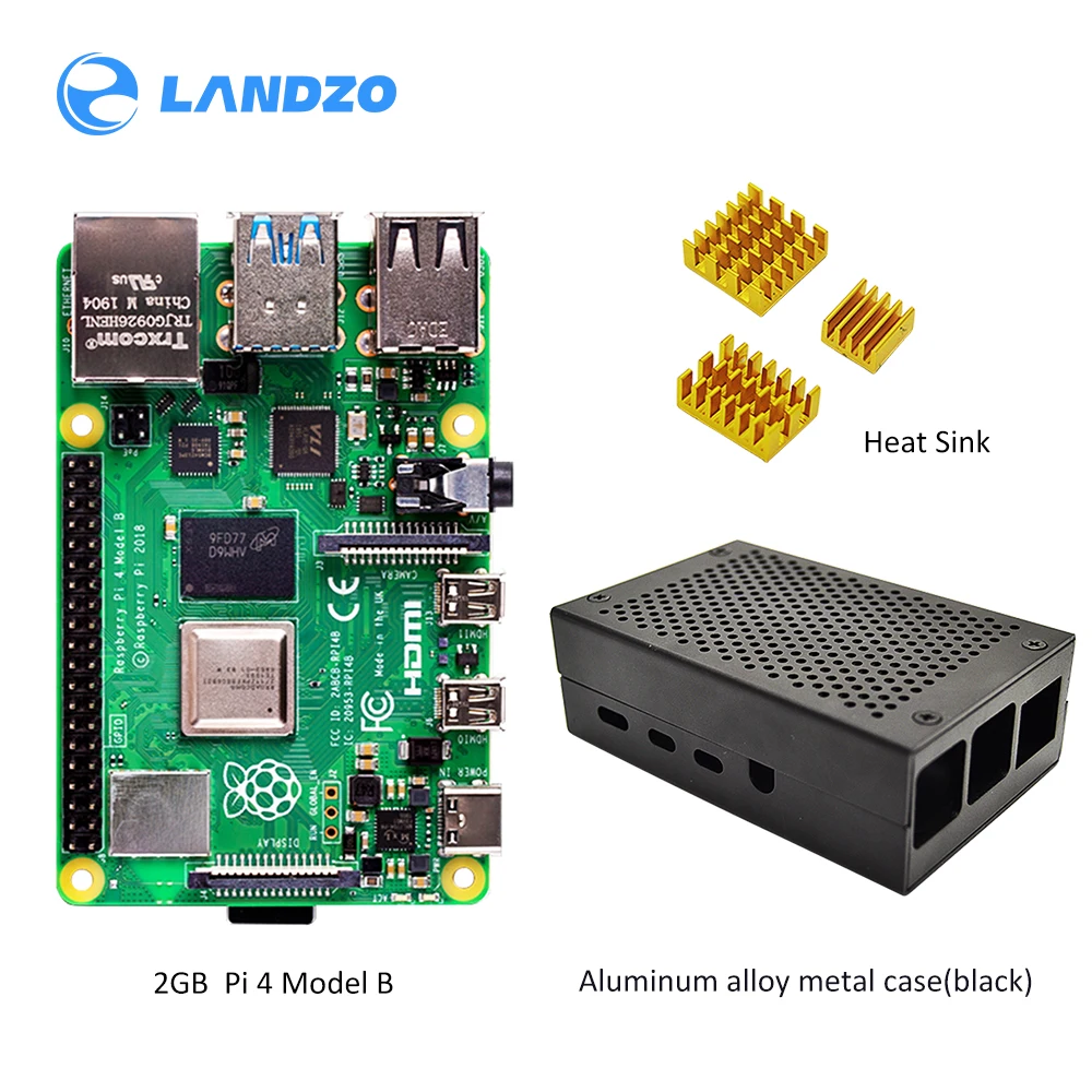 

Raspberry Pi 4 model B 2GB Kit - 2GB RAM With Pi 4 B aluminum alloy case (Black or Sliver) and the heat sink Cooling Kit