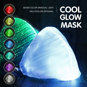 

LED Flashing Mask 7 Colors Luminous Light for Men Women Mask Music Party Christmas Halloween Light Up Mask