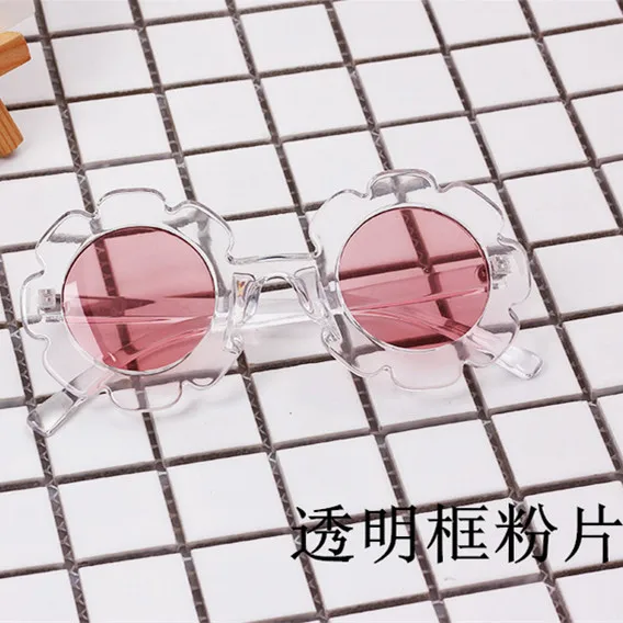 transparent Pink2 Детские аксессуары, милые защитные очки для маленьких мальчиков, детские очки с цветами, очаровательные солнцезащитные очки, детский подарок - Цвет: transparent Pink2