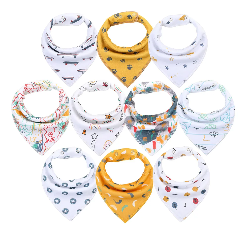 K10003 10-Pack Baby Bandana Bibs for Drooling and Teething Organic Cotton and Super Absorbent Hypoallergenic Bibs Baby Shower Gift - Цвет: K10003