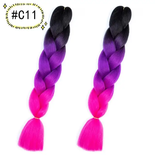 Jumbo Braiding Hair Extensions Kanekalon Braiding Hair 24 Inch Ombre Multiple Tone Colored Synthetic Hair for Women C11