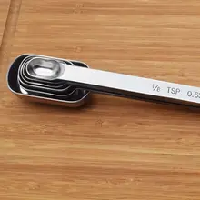 Пружинные поварские сверхпрочные металлические мерные ложки из нержавеющей стали для сушки или жидкости, помещаются в баночке для специй, набор из 6, измерение в