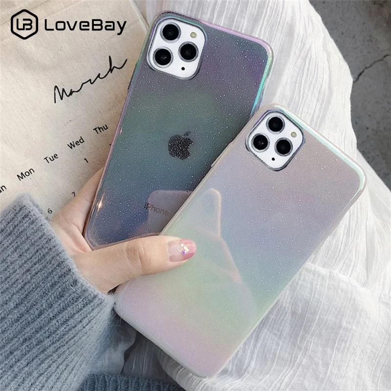 

Lovebay Gradient Color Rainbow Phone Case For iPhone 7 8 6 6s Plus 11 Pro X XR XS Max 7 Water Drop Clear Hard Plastic Back Cover