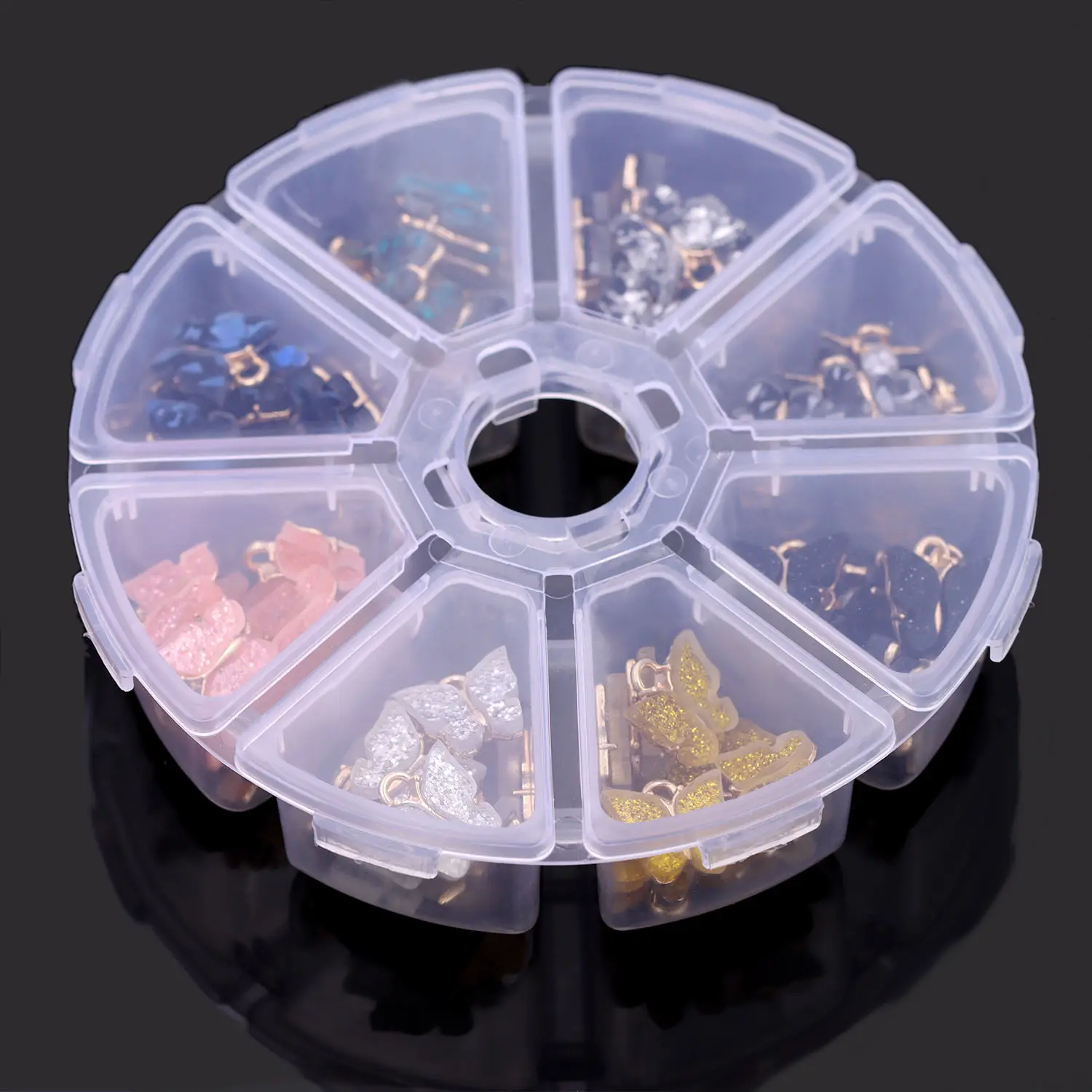 96Pcs/Lot New Shiny Colorful Acrylic Butterfly Charms Making DIY Trendy Earring Pendant Necklace Jewelry Wholesale With Free Box