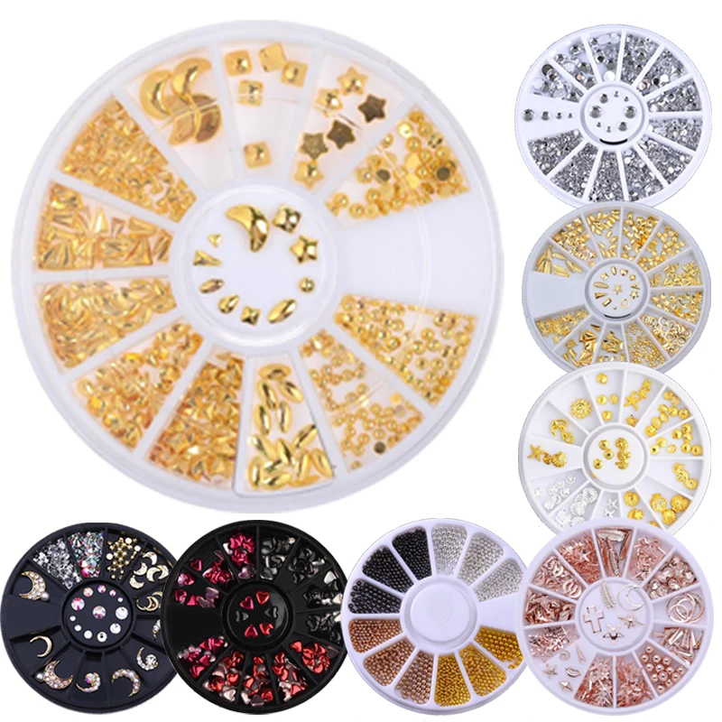 Mixed Size Nail Rhinestone Shiny AB Crystal Flat Back Nails Stone Gems Glass Jewelry Alloy 3D Art Decorations In Wheel | Красота и