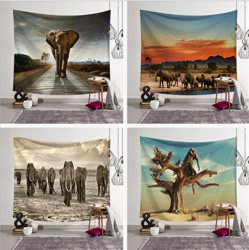 

150x130cm/203x150cm Wall Tapestry Elephant printing Tapestries Wall Hanging Decor Bohemian Beach Mat Bedspread Tablecloth