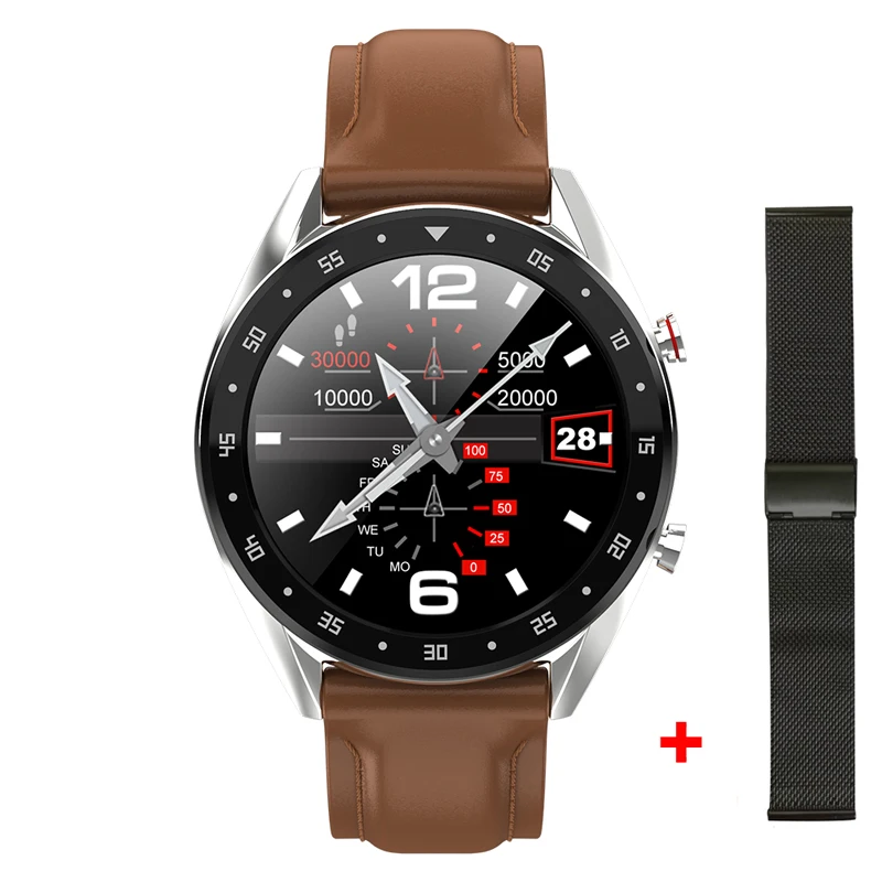 brown black LEMFO L7 PPG+ ЭКГ Смарт часы для мужчин полный круглый сенсорный IP68 Водонепроницаемый Bluetooth Вызов сердечного ритма умный браслет Android IOS - Цвет: brown black