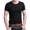 2022 Stretch Lycra V Collar Mens T Shirt Solid Color Short Sleeved T-Shirt For Male Men Tights Slim Tshirt ► Photo 2/4