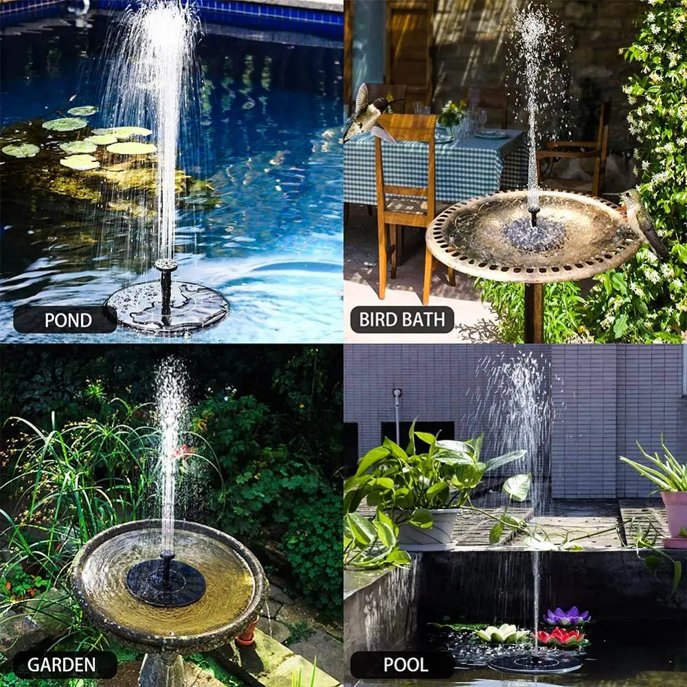 Solar Floating Water Fountain Bird Bath Fountain Pump Pond Decoration Powered for Garden and Patio