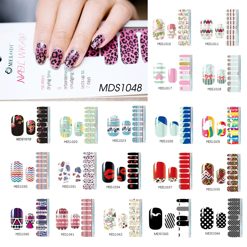 Nail Polish Strips DIY Waterproof Nail Wraps Cute Cartoon Pattern Nail Stickers Nail Patch For Women Nail Art Stickers