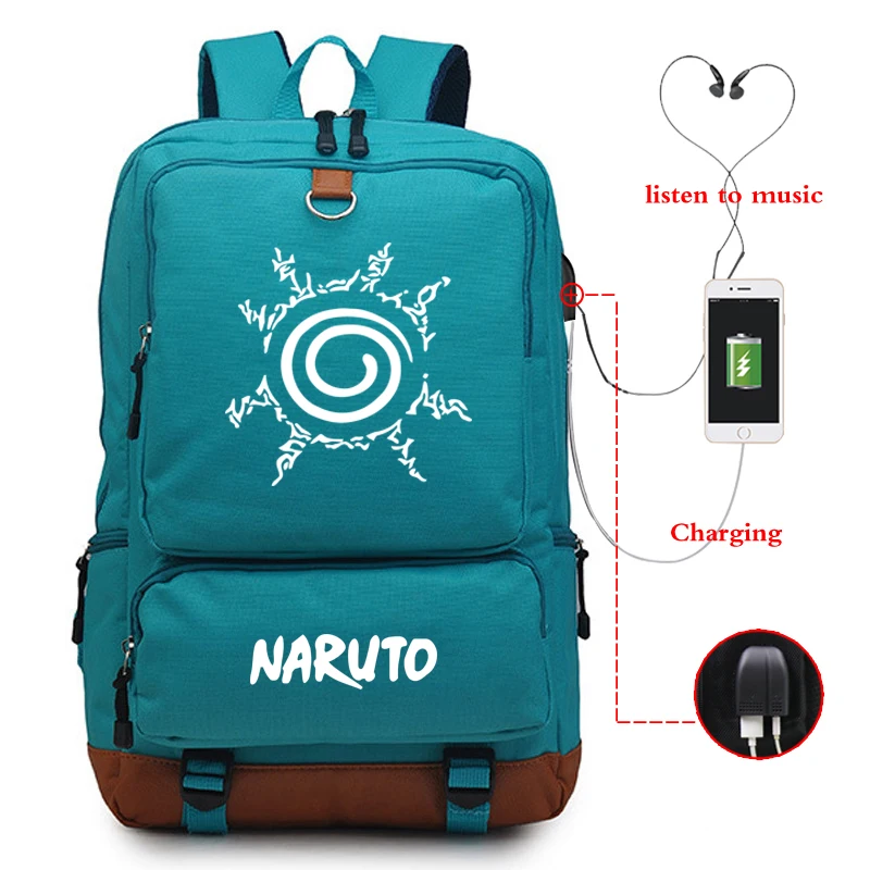 Унисекс Наруто печать usb зарядка Bookbag веселый рюкзак для мальчиков/девочек Студенческая Школьная Сумка подростковая повседневная большая сумка - Цвет: 807usb-ff-1122-9(1)